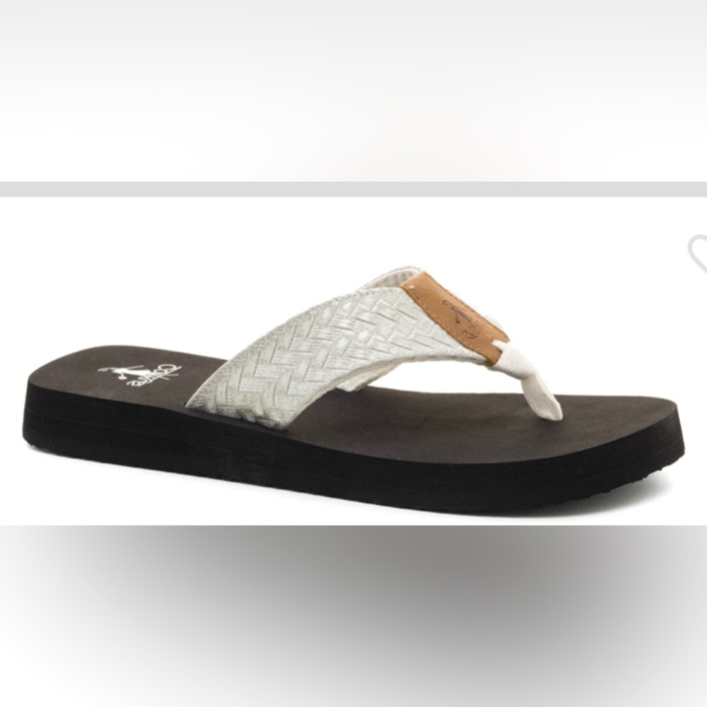 Corky’s white weave flip flop